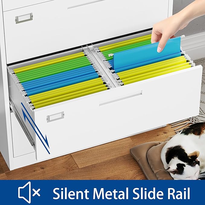 Lateral File Cabinet with Lock, 2 Drawer Large Metal Filing Cabinet,Home Office Lockable Storage Cabinet for Hanging Files Letter/Legal/F4/A4 Size-Assembly Required