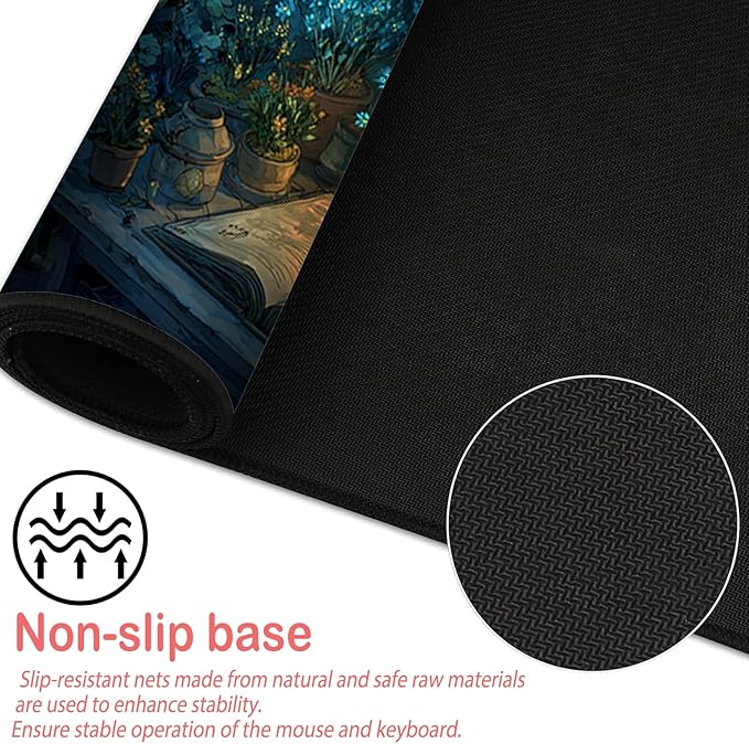 Nuxovilar Professional Large Mouse Pad & Computer Game Mouse Mat (35.4x15.7IN, Enchanted Forest Cabin Art) (90 * 40cm Enchanted Forest Cabin)