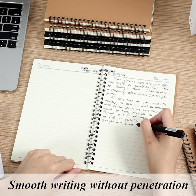 Leelosp 12 Pack Small Spiral Notebook A5 Lined College Ruled Spiral Journal Notebook 5.5 x 8.3 Inch Kraft Cover, 120 Pages for Work Students Office Business(Multi Colors)