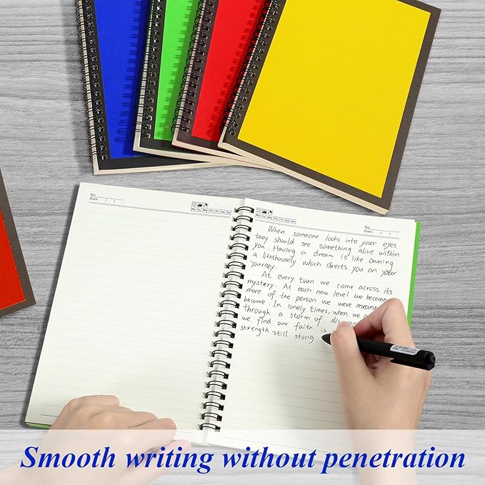 Leelosp 12 Pack Small Spiral Notebook A5 Lined College Ruled Spiral Journal Notebook 5.5 x 8.3 Inch Kraft Cover, 120 Pages for Work Students Office Business(Blue,Green,Yellow,Red)