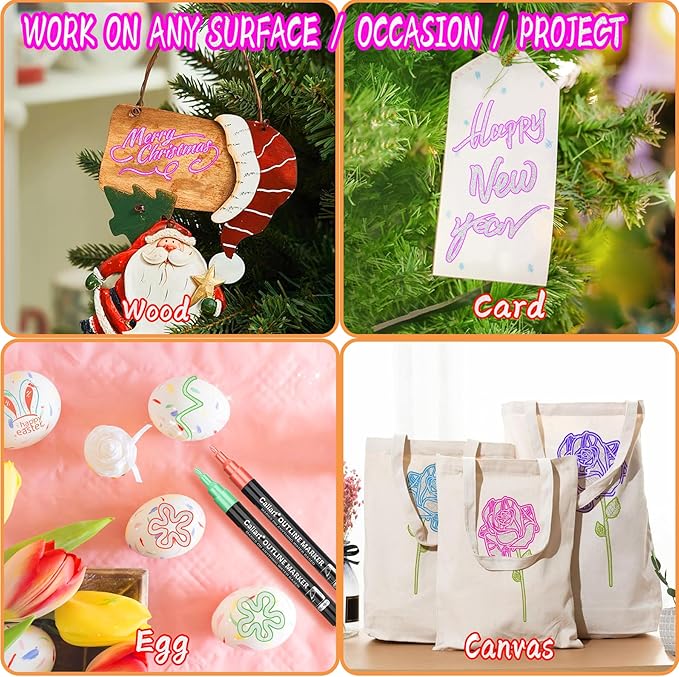 Caliart 36 Colors Outline Shimmer Markers, Glitter Metallic Marker Pens, Stocking Stuffers for Teen Girls Boys Adults Christmas Gifts Trendy Stuff, Cool Fun Craft Drawing Art Supplies Set