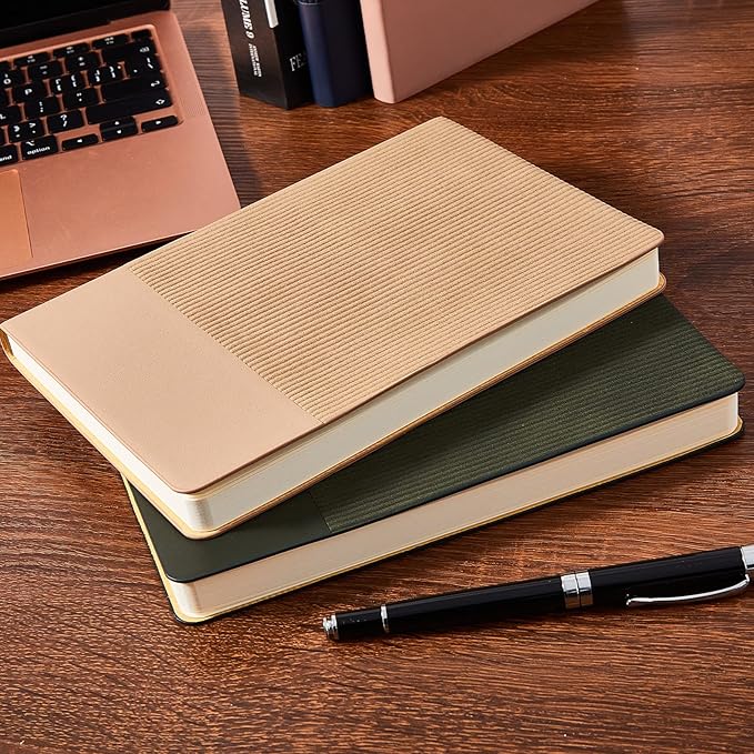 Lined Journal Notebook for Work College Ruled Note Book 5.79"x8.27"A5 PU Leather Daily Journaling 216 Pages for Women Men Writing Home School Supplies Business (Dark Green)