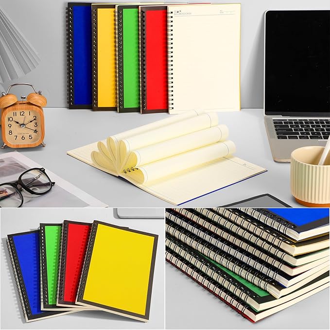 Leelosp 12 Pack Small Spiral Notebook A5 Lined College Ruled Spiral Journal Notebook 5.5 x 8.3 Inch Kraft Cover, 120 Pages for Work Students Office Business(Blue,Green,Yellow,Red)