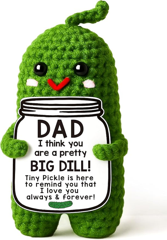 MAMAGIFTREE Christmas Dad Gifts from Daughter or Son, Birthday Gifts for Dad -Stocking Stuffers I Love Best Dad Ever Gifts Thank You Daddy Gift Funny Handmade Crochet Pickle Plush