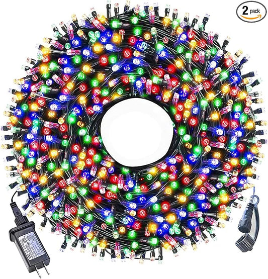 Multicolor Outdoor Christmas Lights - 105FT 300 LED, Indoor, Waterproof, Xmas Tree Decorations, Garden Party