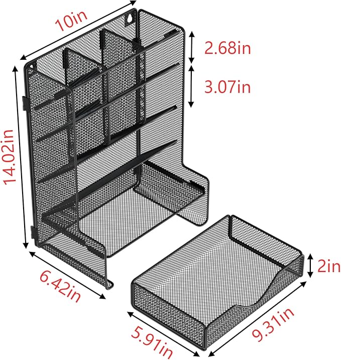 Pen Organizer for Desk, Multi-Functional Desk Organizer, Wall Mount Pen Holder with Drawer for School, Office, Home, Art Supplies, Black