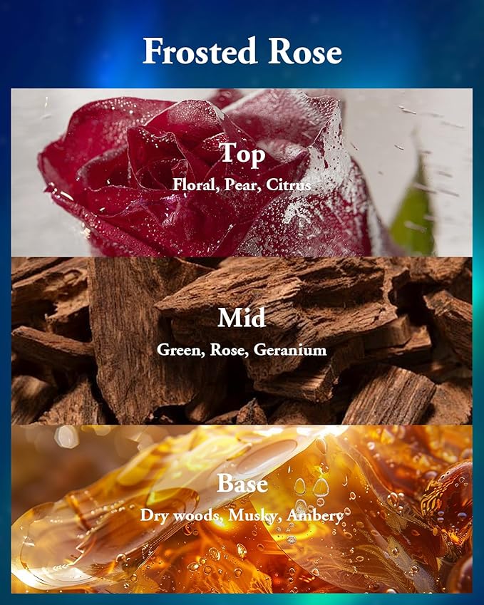 M&SENSE Winter Candles Frosted Rose Scented, 12.7oz 75 Hours Clean Burn, Non Toxic Soy Wax 2 Wick, Luxury Christmas Holiday Gifts for Women, Decorative Jar Candles for Home