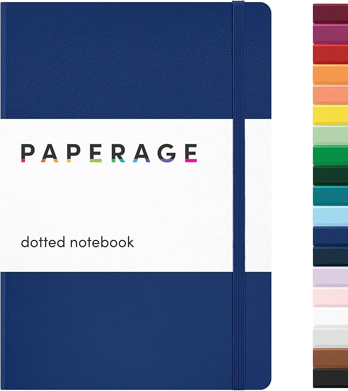 PAPERAGE Dotted Journal Notebook, (Royal Blue), 160 Pages, Medium 5.6 in x 8 in - 100 GSM Thick Paper – Hardcover Journaling Notebook for Work, School & Bullet Journaling