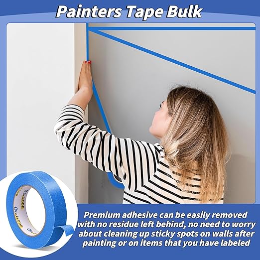 Painters Masking Tape No Residue Wall Painting Tape Artist Tape Trim Edge Finishing Tape (Blue, 1" x 55 Yards-42roll)