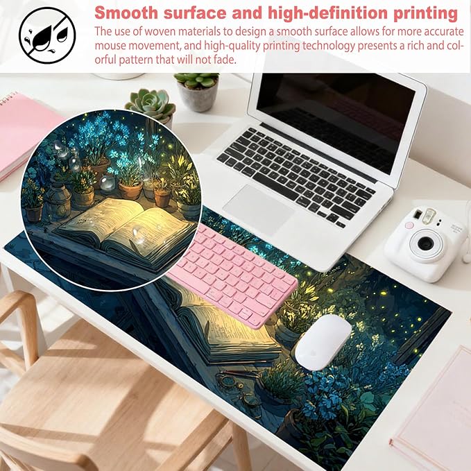 Nuxovilar Professional Large Mouse Pad & Computer Game Mouse Mat (35.4x15.7IN, Enchanted Forest Cabin Art) (90 * 40cm Enchanted Forest Cabin)
