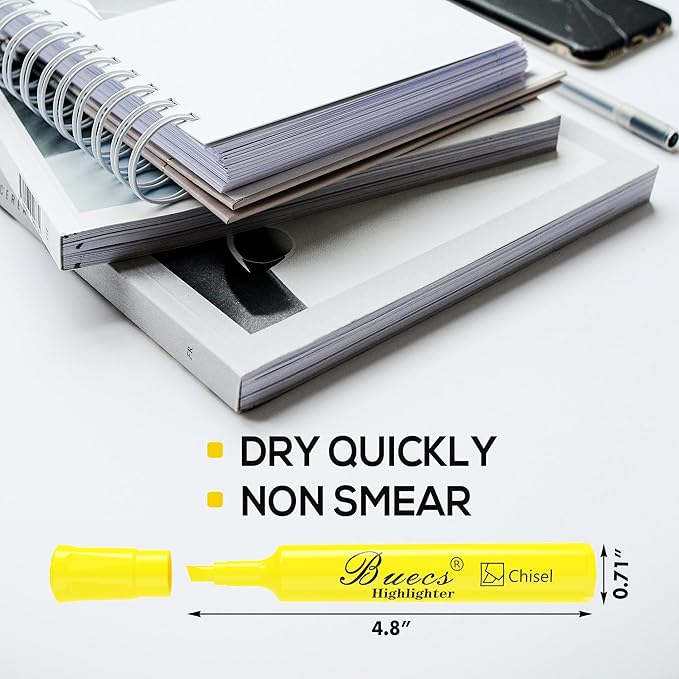 Highlighters Bulk Pack, 96 Count, Chisel Tip,Fluorescent Yellow, suitable for Adults Highlighting Planner Notes, Office School Supplies