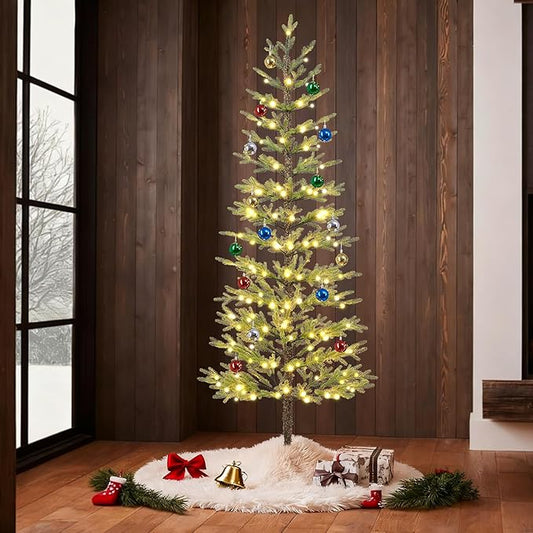 Lightshare 7.5FT 180L Warm White Pine Needle Christmas Tree with Ornaments, Remote & Dimmable Transformer