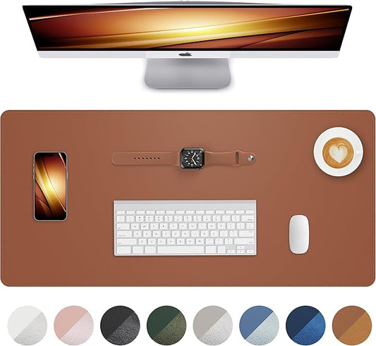Non-Slip Desk Pad,Mouse Pad,Waterproof Leather Desk Table Protector,Non-Slip PU Leather Desk Blotter, Easy Clean Laptop Desk Writing Mat for Office Work/Home/Decor(Brown, 24" x 13.7")