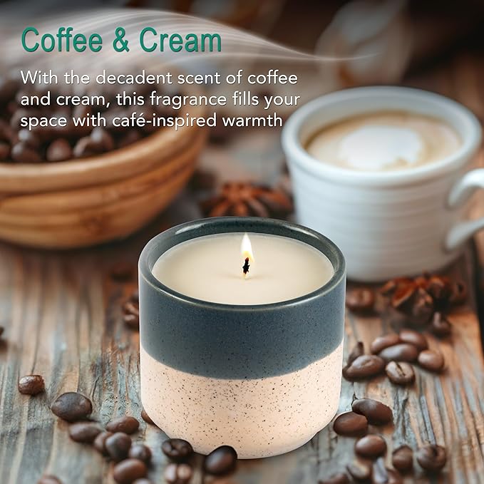 Hyggelight - The Growing Candle, Coffee Scented, 8.5oz Ceramic Pot, Aromatherapy Candles, 100% Soy, Cream and Espresso Aroma for Home, Willow
