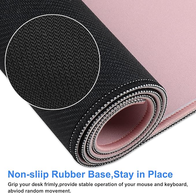 Large Gaming Mouse Pad with Stitched Edges,[27.5x11.8In] Extended Mouse Pad with Non-Slip Natural Rubber Base for Gamer/Desktop/Office/Home (70x30 Pinkus)