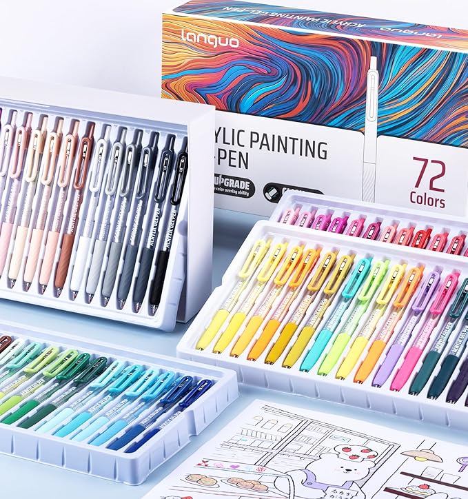 Gel Pens For Coloring, 72 Colors Retractable Colored Pens for Black Paper & White Paper, 0.7mm Fine Point Colorful Pens for Coloring, Writing, Drawing, Journaling, Note Taking, School, Office, Home