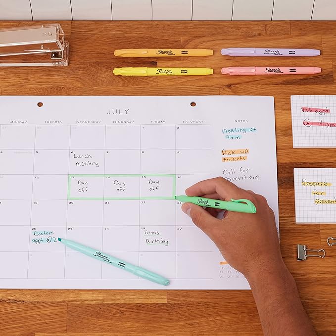 Sharpie Pocket Highlighters, Mild Pastel Colors, Assorted, Chisel Tip, 12 Count - School, Home, and Office Use, Teacher Supplies