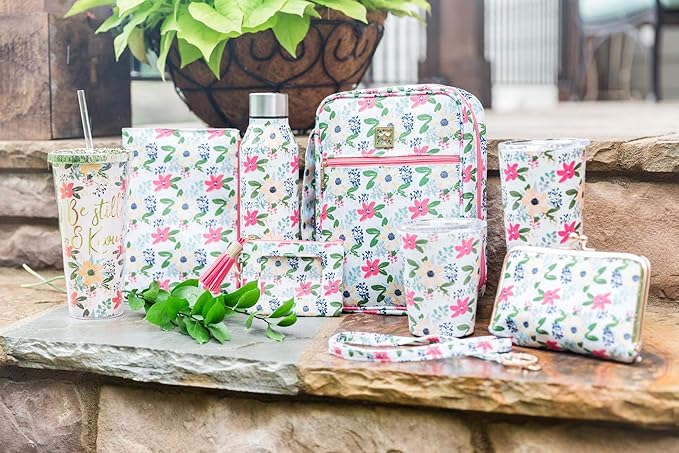 Mary Square Cambridge Pink Floral Bible Cover Case 8 x 10.5 with Handle