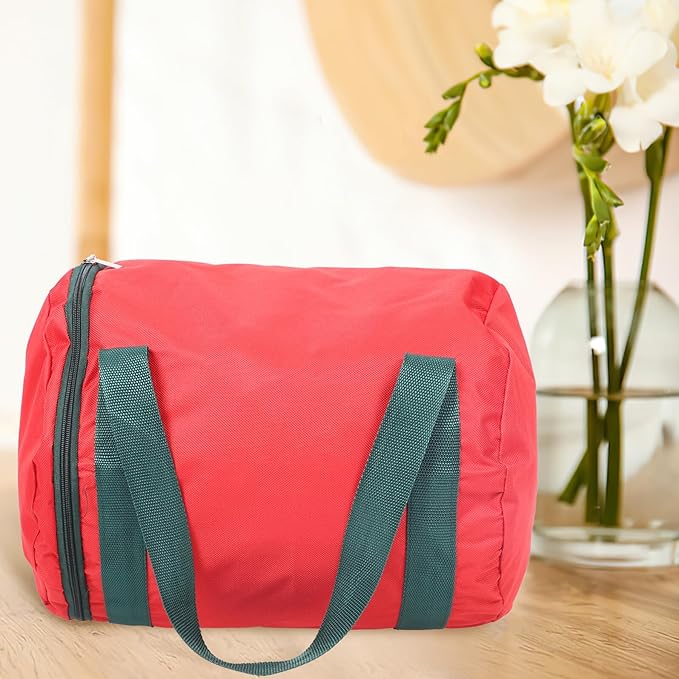 FUOYLOO Christmas Light Storage Bag with Handles Oxford Cloth Double Zipper Round Compact Organizer for Christmas Lamp Strings Dustproof Moisture Resistant Holiday Decor Holder