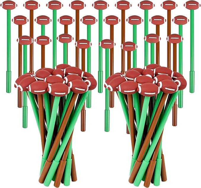 LiYiQ 50 Pcs Football Cartoon Cute Fun Pens for Kids Kawaii FootballShape Gel Black Ink Pen Cute Football Pens for School Office Home Student Kids Present