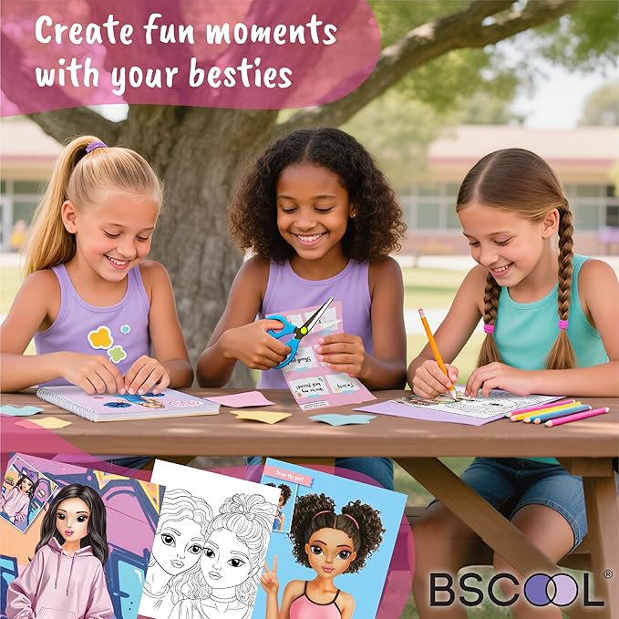 Me and My Bestie - Sticker Dress Up, Drawing, Coloring and Fun Activity for Girls Ages 5 and Up. Creative Fashion Design for Betfriends. Christmas Gift for Girls