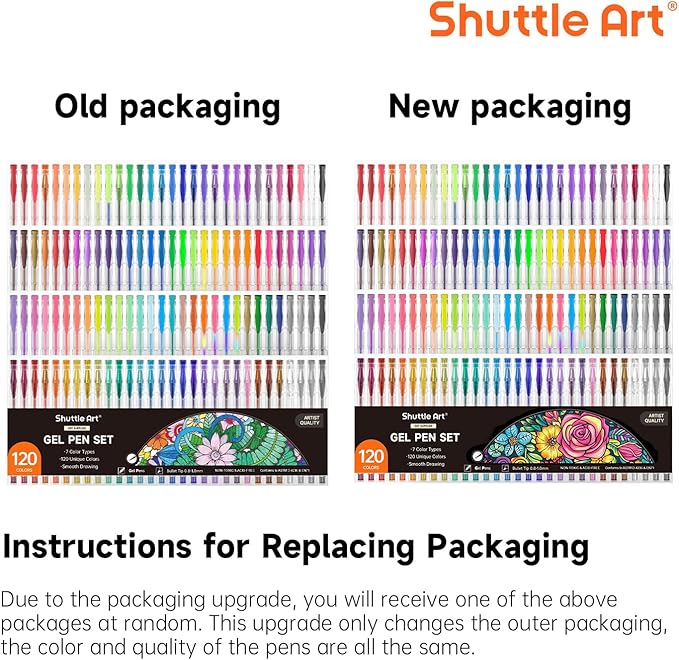 Shuttle Art 120 Unique Colors (No Duplicates) Gel Pens Gel Pen Set for Adult Coloring Books Art Markers