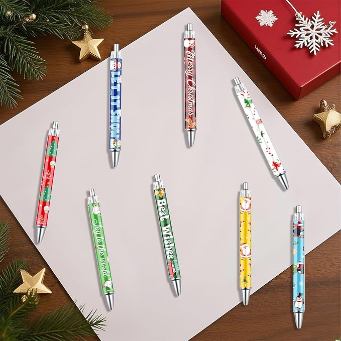 Merry Christmas Ballpoint Pens - 36 Pcs Snowman Santa Claus Candy Penguin Pens Set Retractable Smooth Writing Pen Bulk Gifts for Men Women Office Classroom Bookish Teacher Christmas Gift