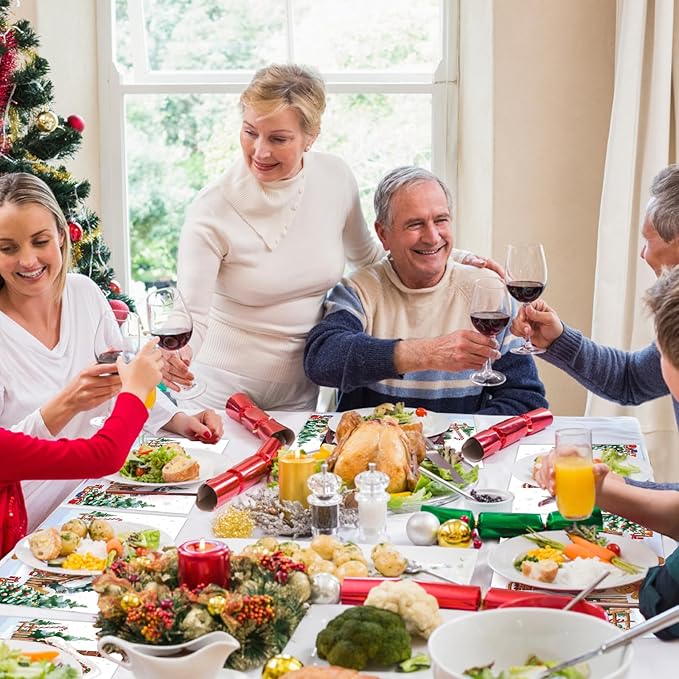 50 Pack Gingerbread Man Christmas Paper Placemats,16x 11 Inch Gingerbread Candy Cane Disposable Placemats Xmas Decorative Dining Table Mats for Kitchen Winter Holiday Christmas Party Supplies