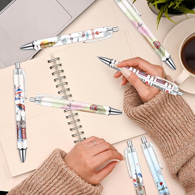 London Ballpoint Pens Set - 24PCS London Travel Souvenirs United Kingdom England Pens London City Gift Pen British Deck Bus Tower Bridge BallPoint Pens for Office School Supplies Traveler Gift