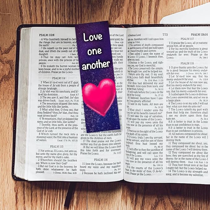 Love One Another, John 13:34, Bulk Pack of 25 Christian Bookmarks for Kids, Childrens Bible Verse Book Markers, Sunday School Prizes with Memory Verses, Scripture Gifts for Kids & Youth