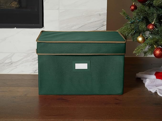 Covermates Keepsakes Christmas Light Storage Box - Carrying Handles, Sturdy Interior Walls - Holiday Storage, Green