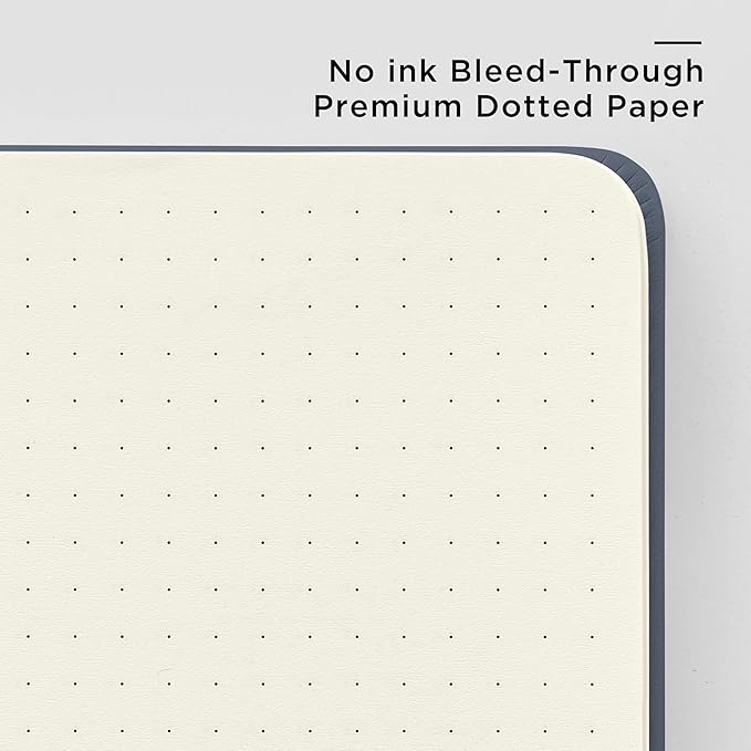 &And Per Se Dotted Journal Notebook, A5 Hardcover Bullet Dotted Journal, 160 Pages 100 gsm Thick Paper, 3 Sheets of Stickers Included - 5.7'' x 8''（Dark Blue）