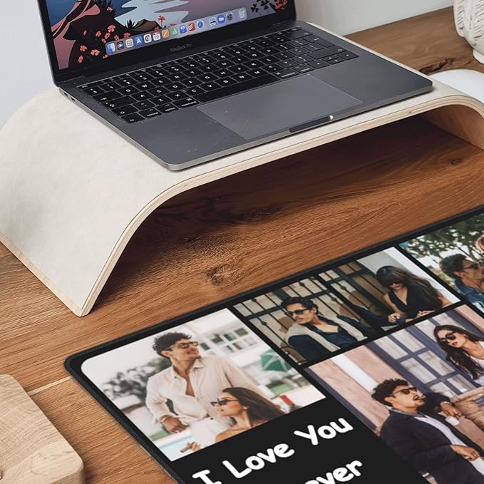 Mouse Pad Custom with Name and 7 Photos, Custom Mousepad 16*29.5in, Desk Mat for Keyboard Mouse, Desk Accessories, Gaming Desk Mat, Customized Gift for Men on Birthady Christams Anniversary