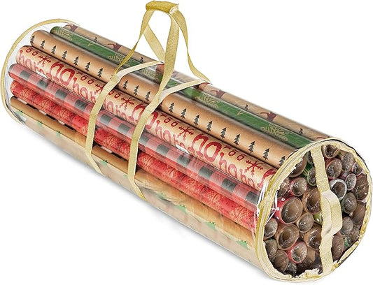 ZOBER Wrapping Paper Storage Container – 40 Inch Waterproof Organizer for Gift Wrap – Fits 25 Standard Rolls