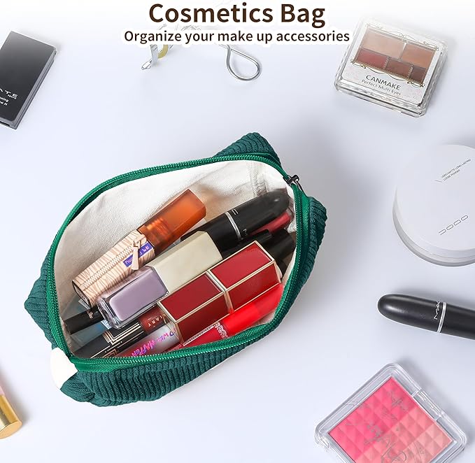 Pencil Bag Pen Case, Soft Corduroy Small Pencil Pouch Organizer with Zipper, Cute Pencil Case Pouch Stationery for Girls and Boys – Dark Green