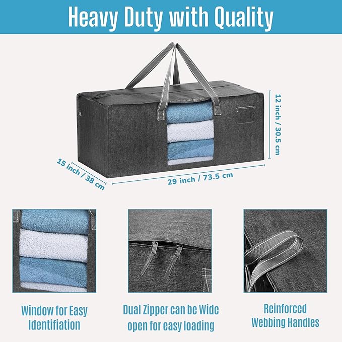 VENO 8 Pack Moving Bags Extra Large Storage Bags for College Move-In, Heavy-Duty Storage Totes, Packing Boxes, and Wardrobe Moving Supplies - Durable Laundry Bags for Clothes (Gray w/Window, 8 Pack)