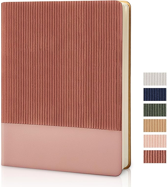 Lined Journal Notebook for Work College Ruled Note Book 7.2"x9.6" B5 PU Leather Daily Journaling 160 Pages for Women Men Writing Home School Supplies Business (Dark Pink)