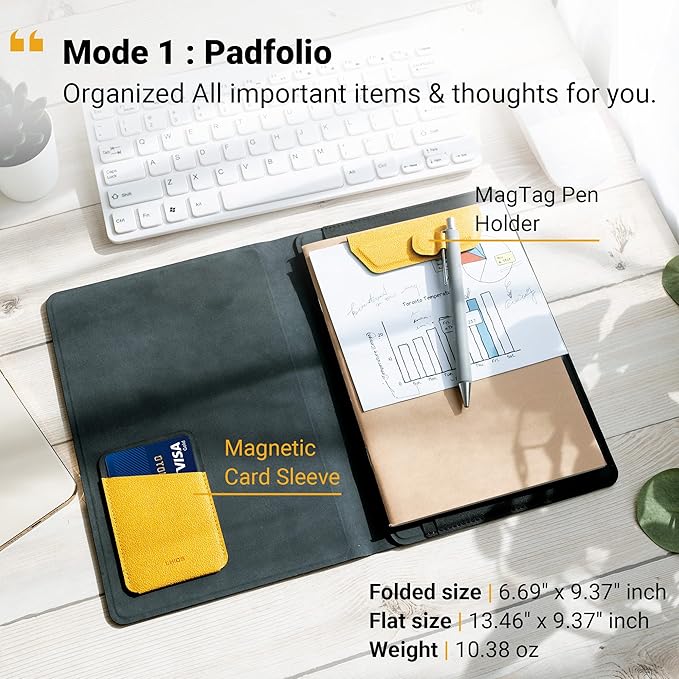 LHiDS Creative Folio Lite 2.0 with Stand, Business Portfolio Resume, 3-in-1 Padfolio with Magnetic Accessories, Work as Notebook Cover, Clipboard, Organizing Board for Home and Office (Yellow, A5)