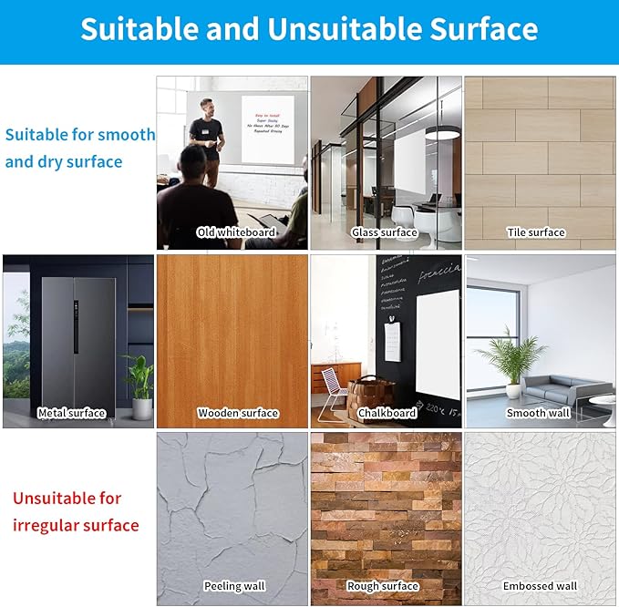 AFMAT WS40 Whiteboard Sticker, 17.3" x 36" Dry Erase Wallpaper, Peel and Stick White Board for Wall, Stain-Proof Whiteboard Contact Paper Roll, Dry Erase Board Stick on for Office/Classroom, 1 Marker