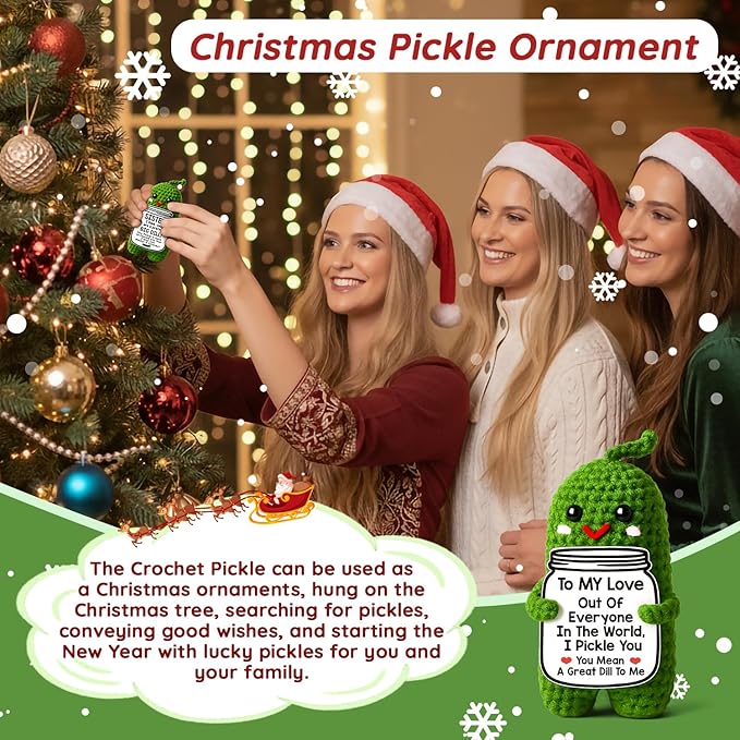 MAMAGIFTREE Funny Sister Gifts Birthday Gifts Christmas for Sister Stocking Stuffers, Big Sister Little Sister Gifts Secret Sister Gift from Sister, Handmade Crochet Pickle Present Adult Sister