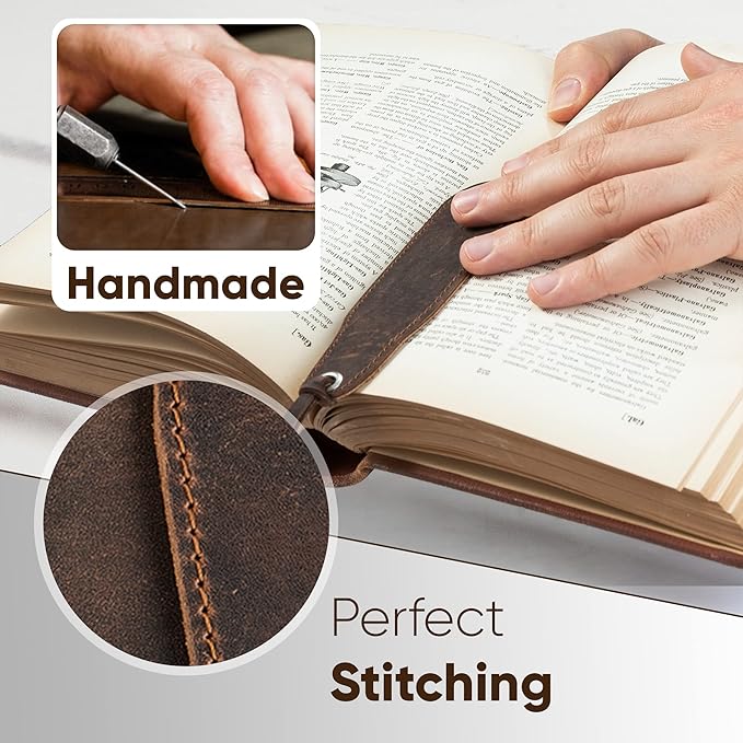 Leather Bookmark Handmade - Genuine Leather Book Marks - Perfect Bookmark for Men Women and Kids | Great Idea for Leather Gifts for Bookworms Writers Relatives and Friends (3 Bookmarks)