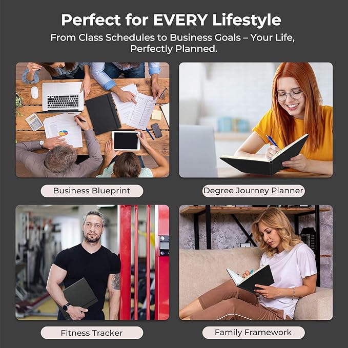 IN-LUXPRO Weekly Monthly 2026 Planner (Jan.26-Dec.26),11.5"x8.5",12 Months Agenda Plan with Month Tabs & Pocket,Expenses/Note Pages, Appointment Book Calendar with Hardcover Vegan Leather Cover,Black