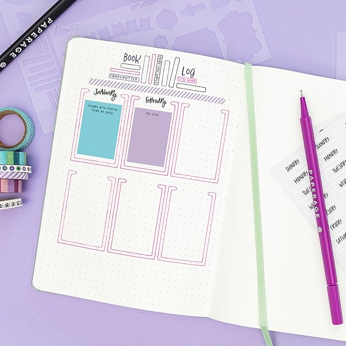 PAPERAGE Dotted Journal Notebook, (Dark Green), 160 Pages, Medium 5.6 in x 8 in - 100 GSM Thick Paper – Hardcover Journaling Notebook for Work, School & Bullet Journaling