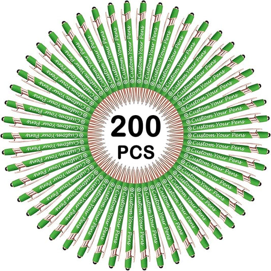 Amlion Personalized Custom Pens with Name Engraved Logo Text,200 Customized Writing Stylus Pen Promotional Item Gift for Men Women Office Business Wedding-Lighr Green