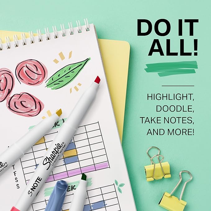 Sharpie S-Note Creative Markers, Pastel Highlighters, Art Marker Set, Assorted Colors, Chisel Tip, 24 Count - School, Home, and Office Use, Teacher Supplies