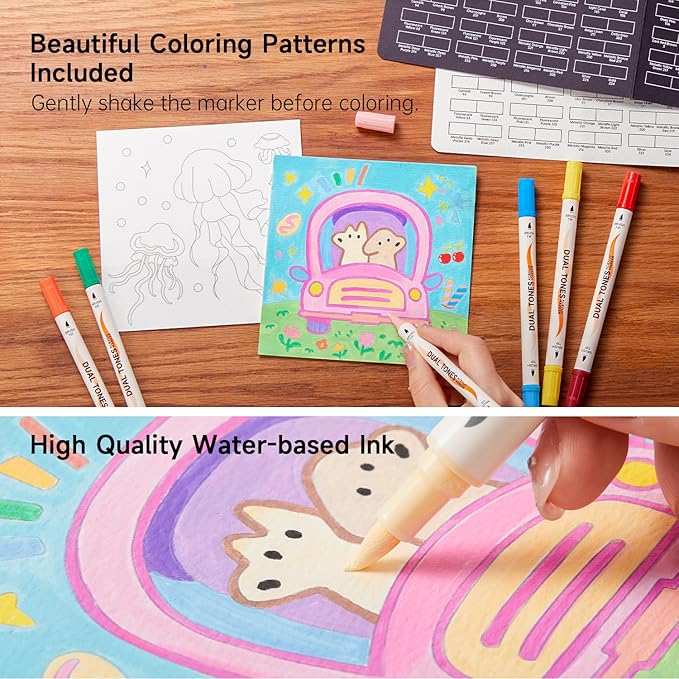 Shuttle Art 60 Pack Dual Tone Acrylic Paint Markers, 120 Colors Acrylic Paint Pens for Rock Painting, Ceramic, Wood, Canvas, Glass, Stone, Fabric, Card Making, DIY & Art Supplies