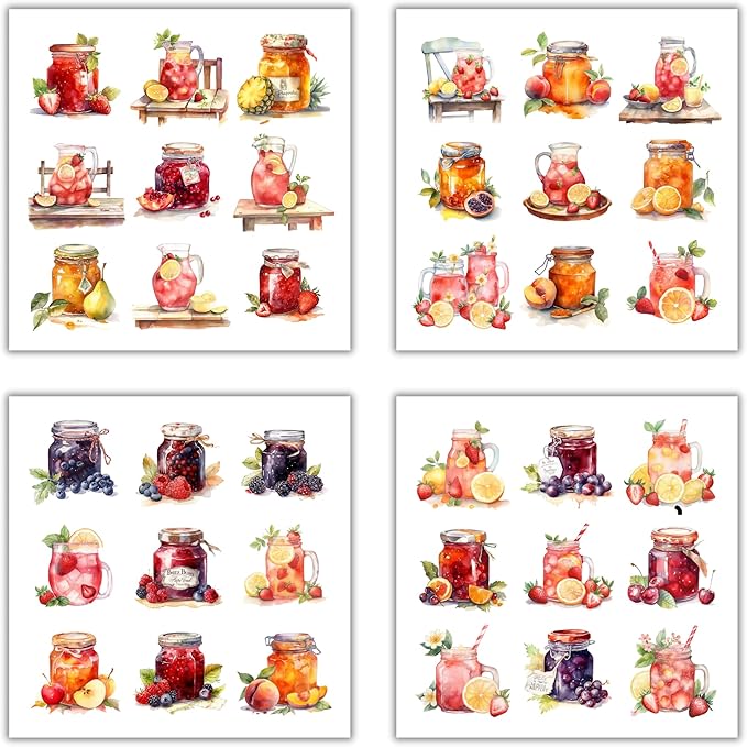XERE 144 Pcs Mason Jar Four Seasons Sticker Book for Journaling Notebooks, Sketchbook, Bookmark Making, Junk Journal, Budget Planner, Scrapbook Art Supplies Stickers