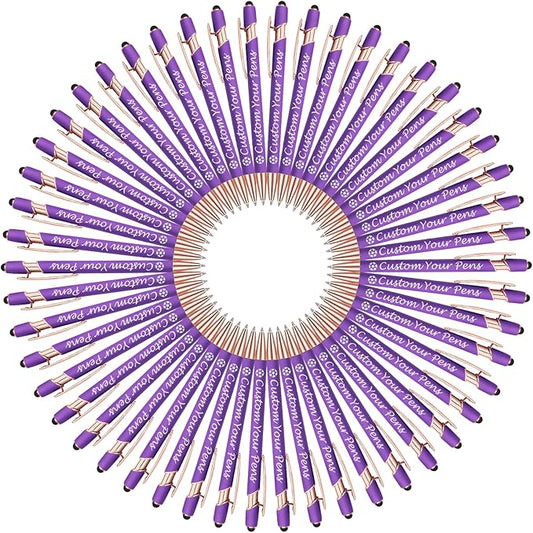 Amlion Personalized Custom Pens with Name Engraved Logo Text,500 Customized Writing Stylus Pen Promotional Item Gift for Men Women Office Business Wedding-Purple