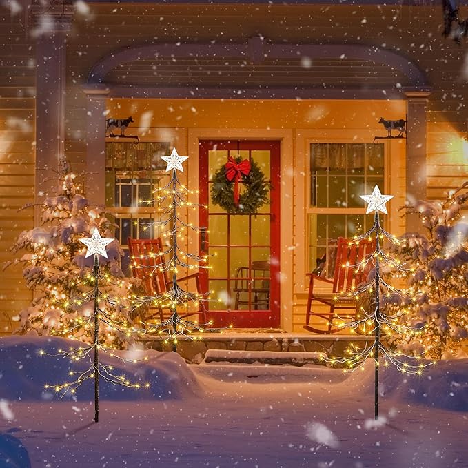 LIGHTSHARE 6 ft. Snowy Fir Tree, 144 LED Lights, for Indoor and Outdoor Use, Warm White, for Home Festival Party Christmas (6FT)