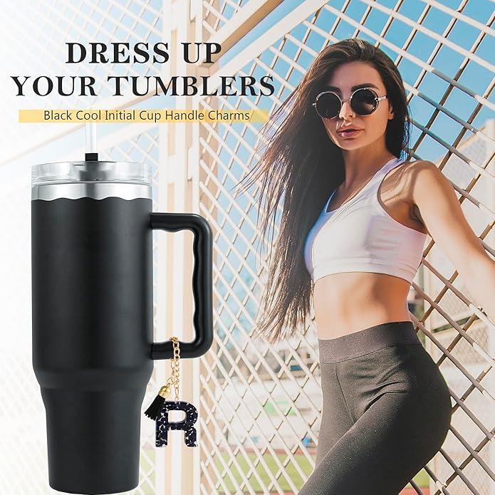 Letter Charm Accessories for Stanley Cup 1 PCS Cute Initial Keychain Handle Charm for Stanley Tumbler for Women